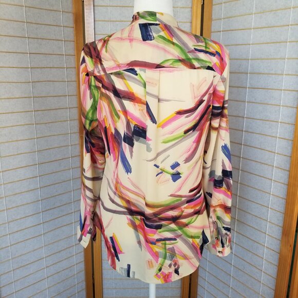 Anthropologie Blouse HD in Paris Watercolor Draped Surplice Neckline Camille 10 - Picture 6 of 10